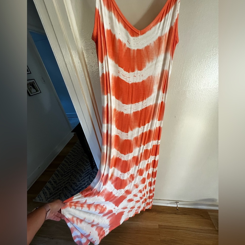 Maxi Gypsy 05 Dress- Coral tie dye color